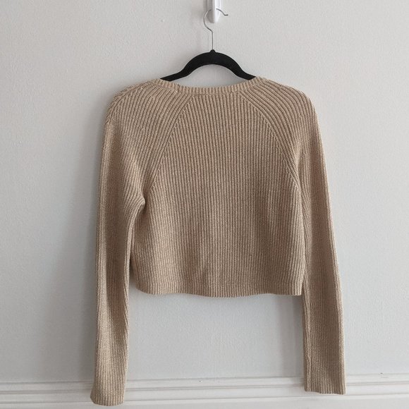 BCBGMaxAzria Cream Cropped Sweater, SM - Picture 2 of 4